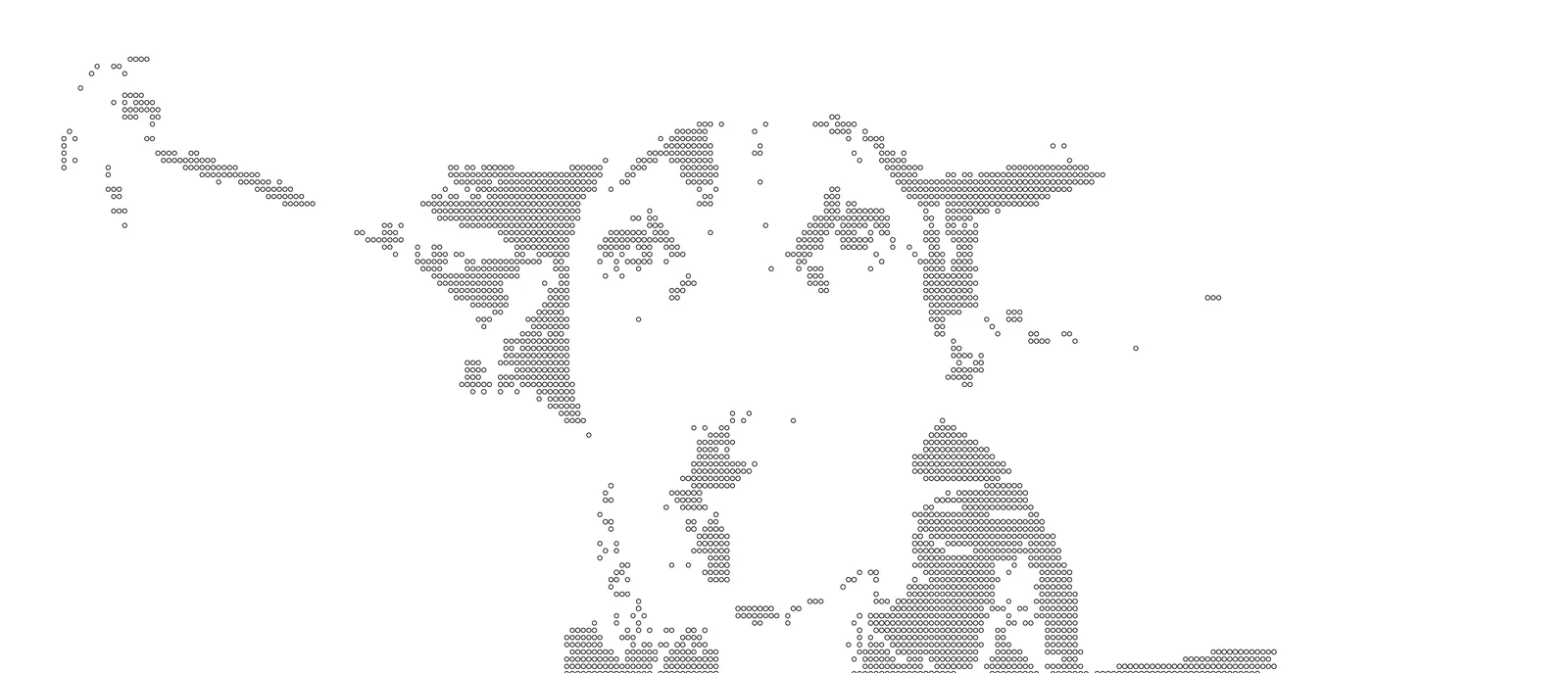 The dog portrait at a coarse dot resolution, barely readable